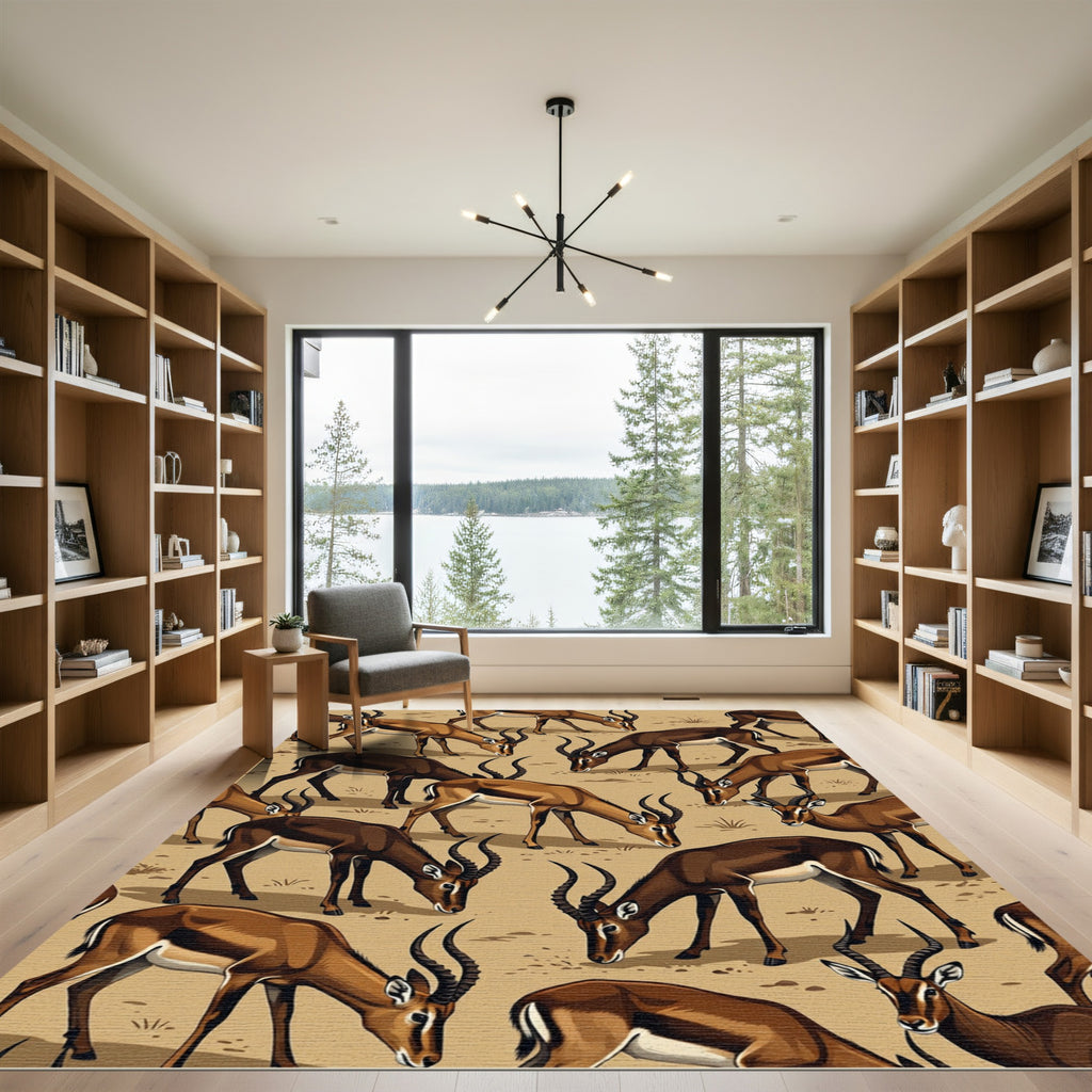 Golden Savanna Gazelle Wildlife Herd Rug