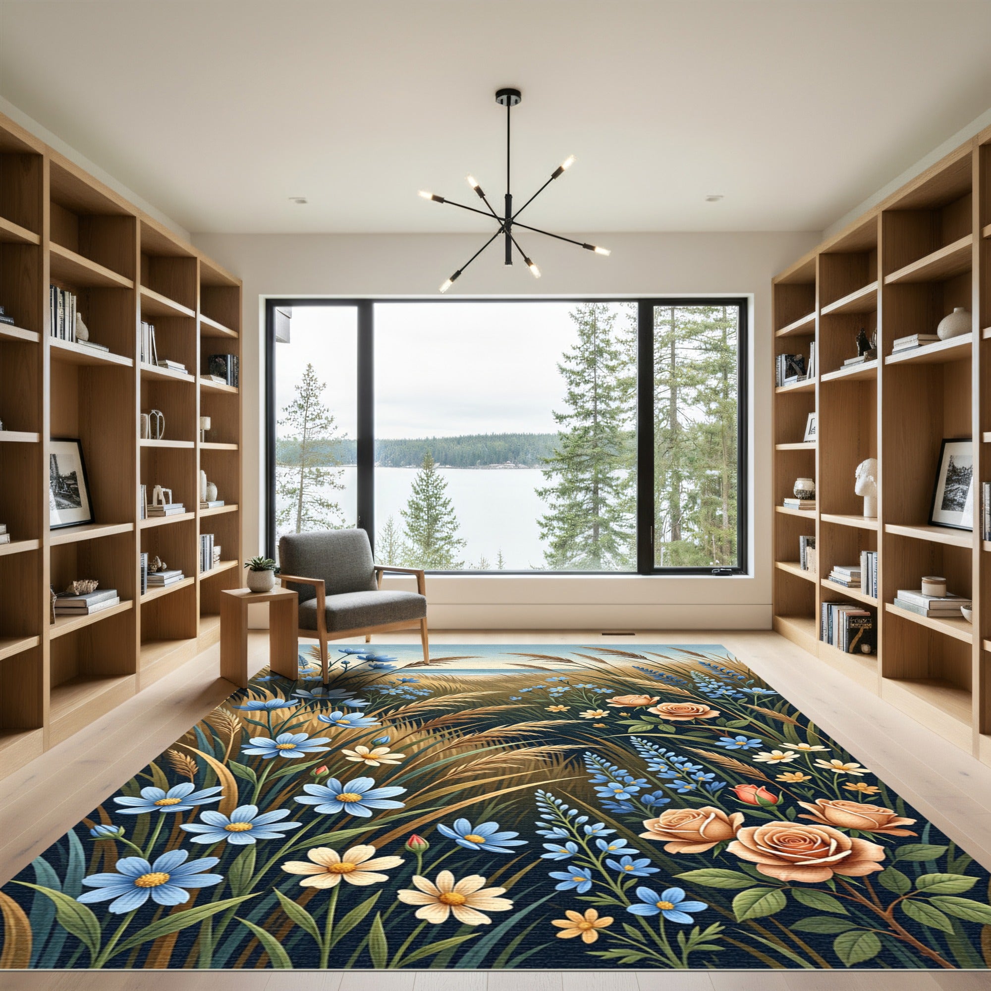 Coastal Meadow with Roses Rug