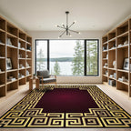 Ornate Gold Geometric Border Rug