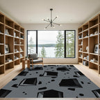 Abstract Gray Cutout Geometric Grid Rug