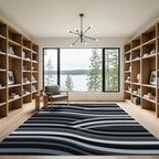Monochrome Wavy Linear Abstract Wave Rug