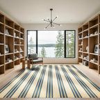Classic Blue Cream Vertical Pinstripe Rug