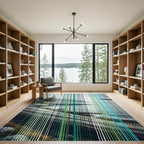 Coastal Mist Vertical Linear seascape Rug