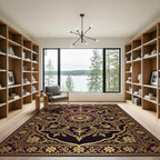Ornate Crimson And Gold Mandala Rug