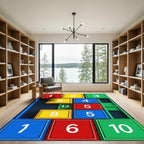 Playful Vibrant Multi Colored Geometric Blocks Rug