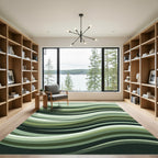 Earthy Green Wavy Stripe Rug