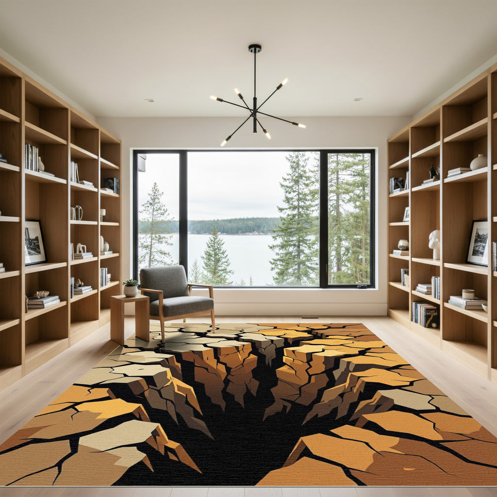 Abstract Fissure Earth Tone Ground Rug