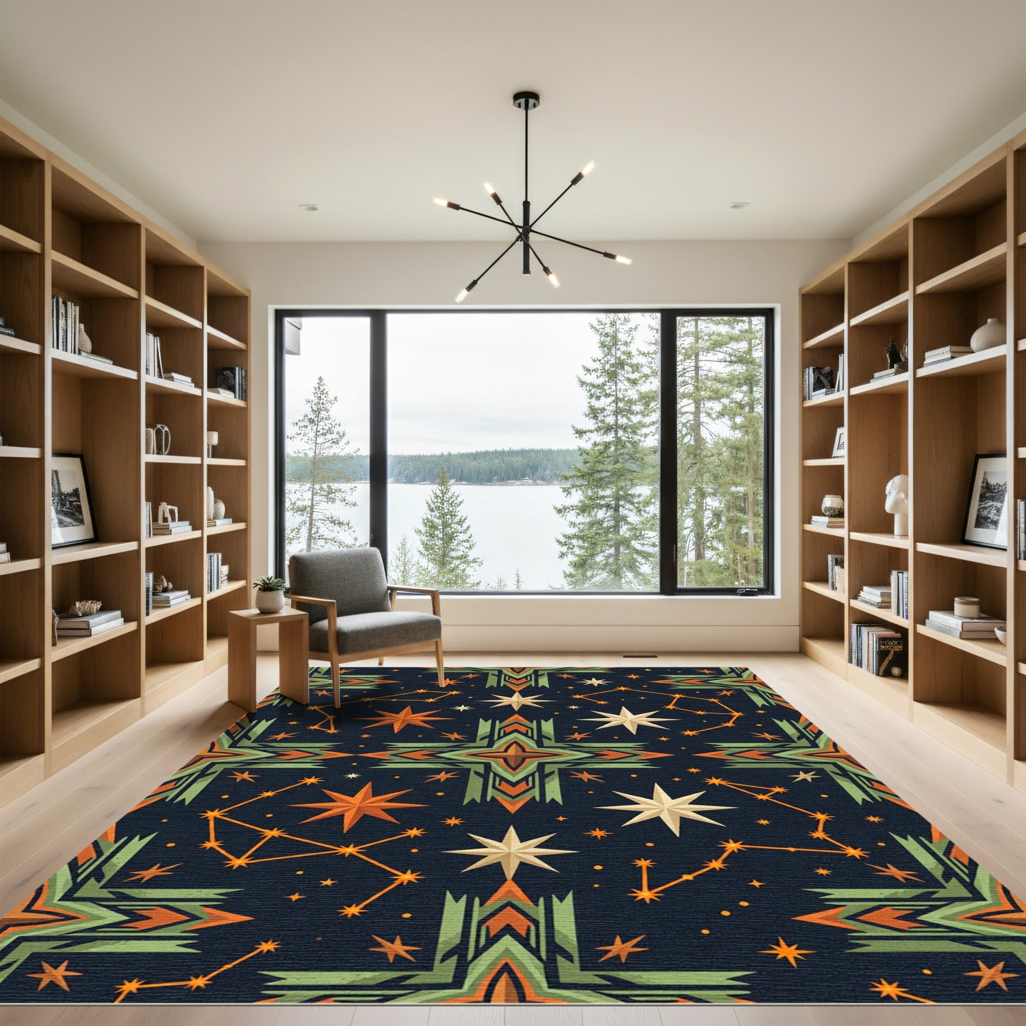 Celestial Constellation Geometric Art Deco Rug