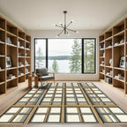 Wooden Grid Geometric Arrangement Rug