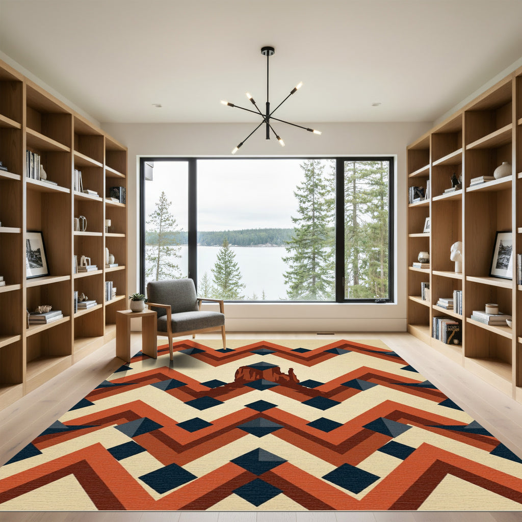 Earthy Southwestern Peak Geometric Area Rug