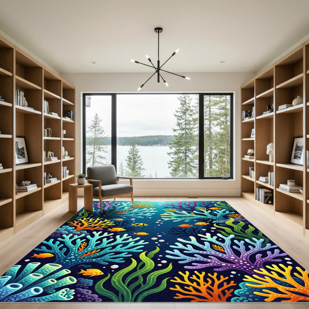 Vibrant Coral Reef Fish Assemblage Rug