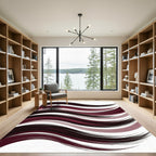 Modern Abstract Burgundy Swirl Rug