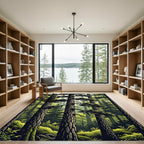 Verdant Forest Woodland Canopy Trees Rug