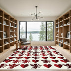 Deep Red Cupid Heart Pattern Rug