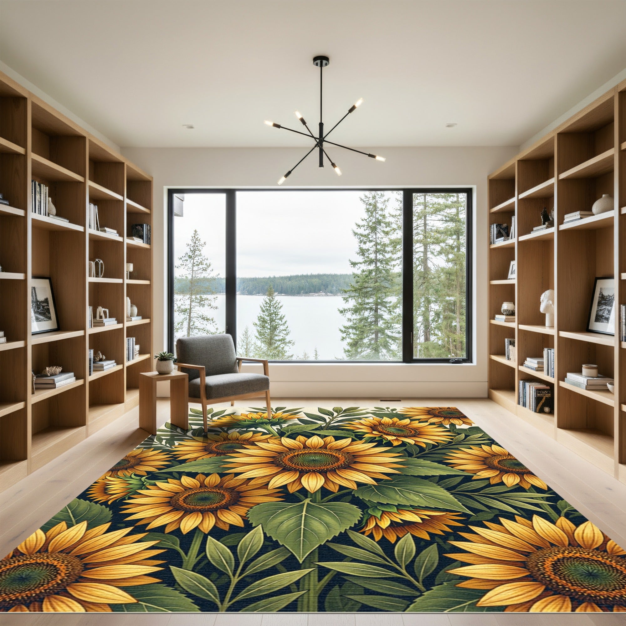 Vibrant Golden Sunflower Meadow Rug