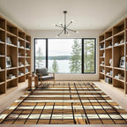 Modern Earthy Tone Grid Weave Rug