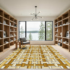 Earthy Woven Golden Bamboo Plaid Rug