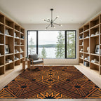 Ornate Orange Geometric Star Rug