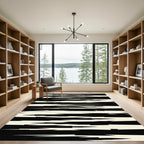 Sharp Black White Jagged Stripes Rug