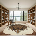 Antique Golden Wheat Mandala Medallion Rug