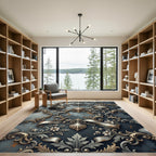 Ornate Scrollwork Floral Shell Arrangement Rug