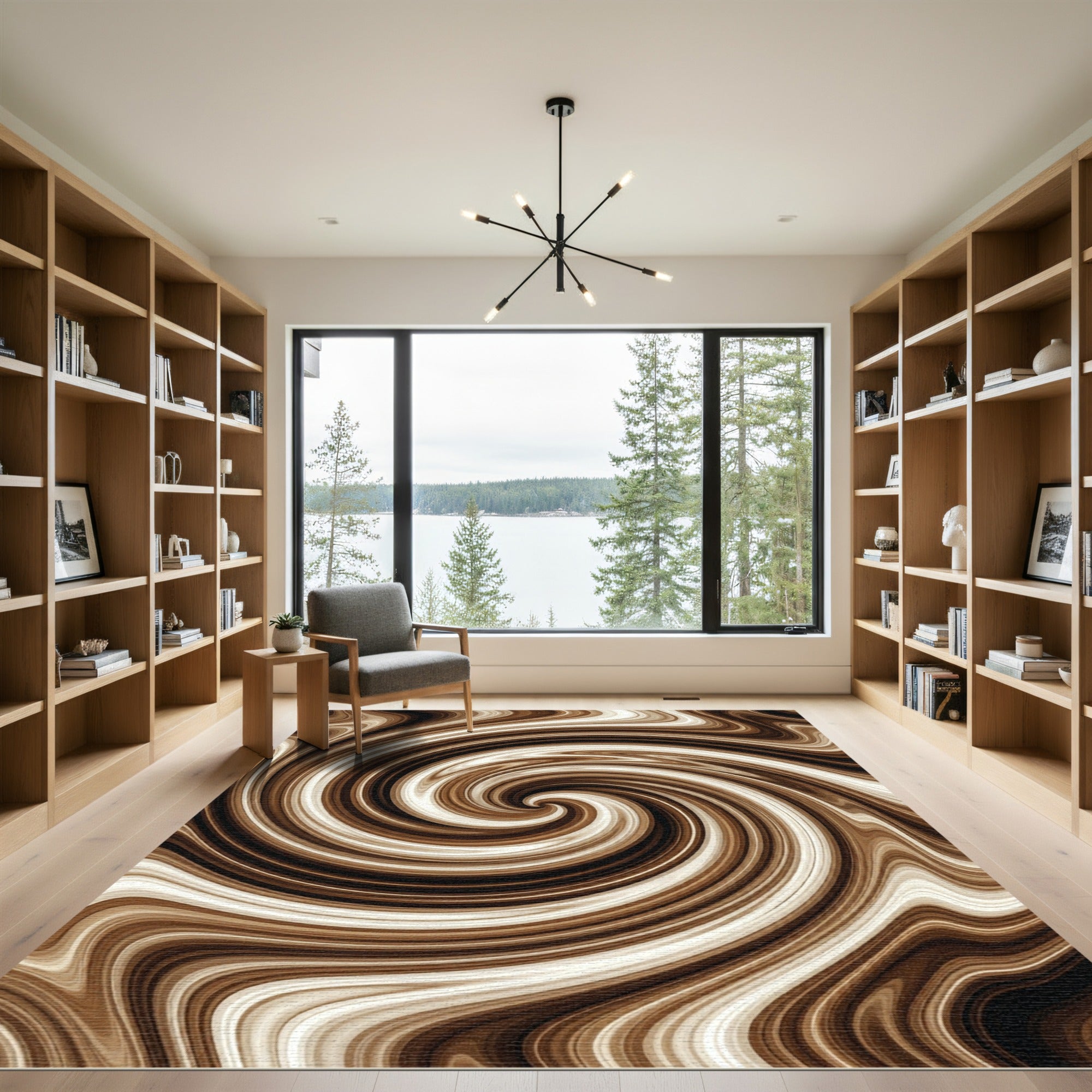 Rich Cocoa Swirling Organic Texture Rug
