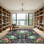Ornate Orchid Meadow Botanical Frame Rug
