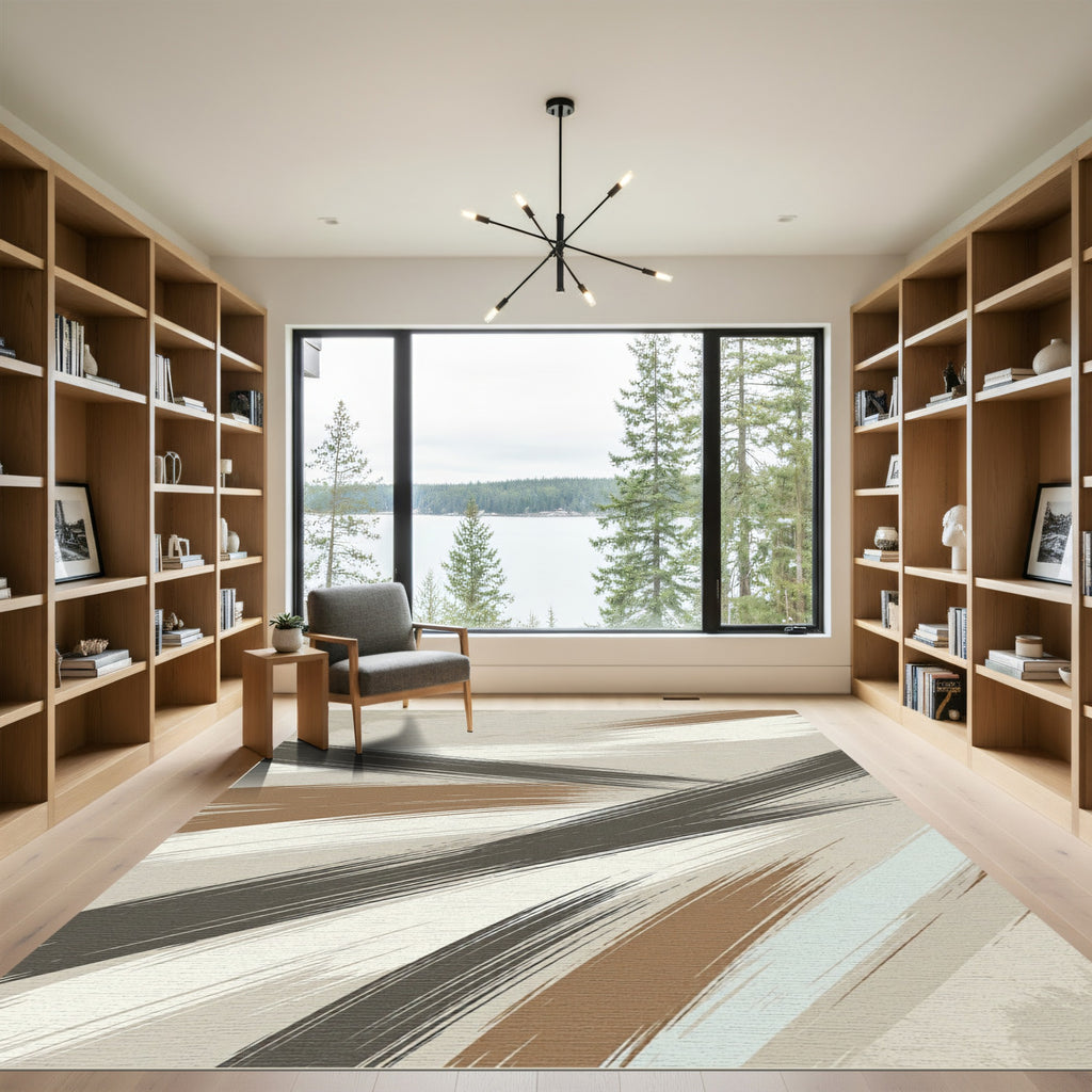 Modern Earthy Abstract Brushstroke Rug