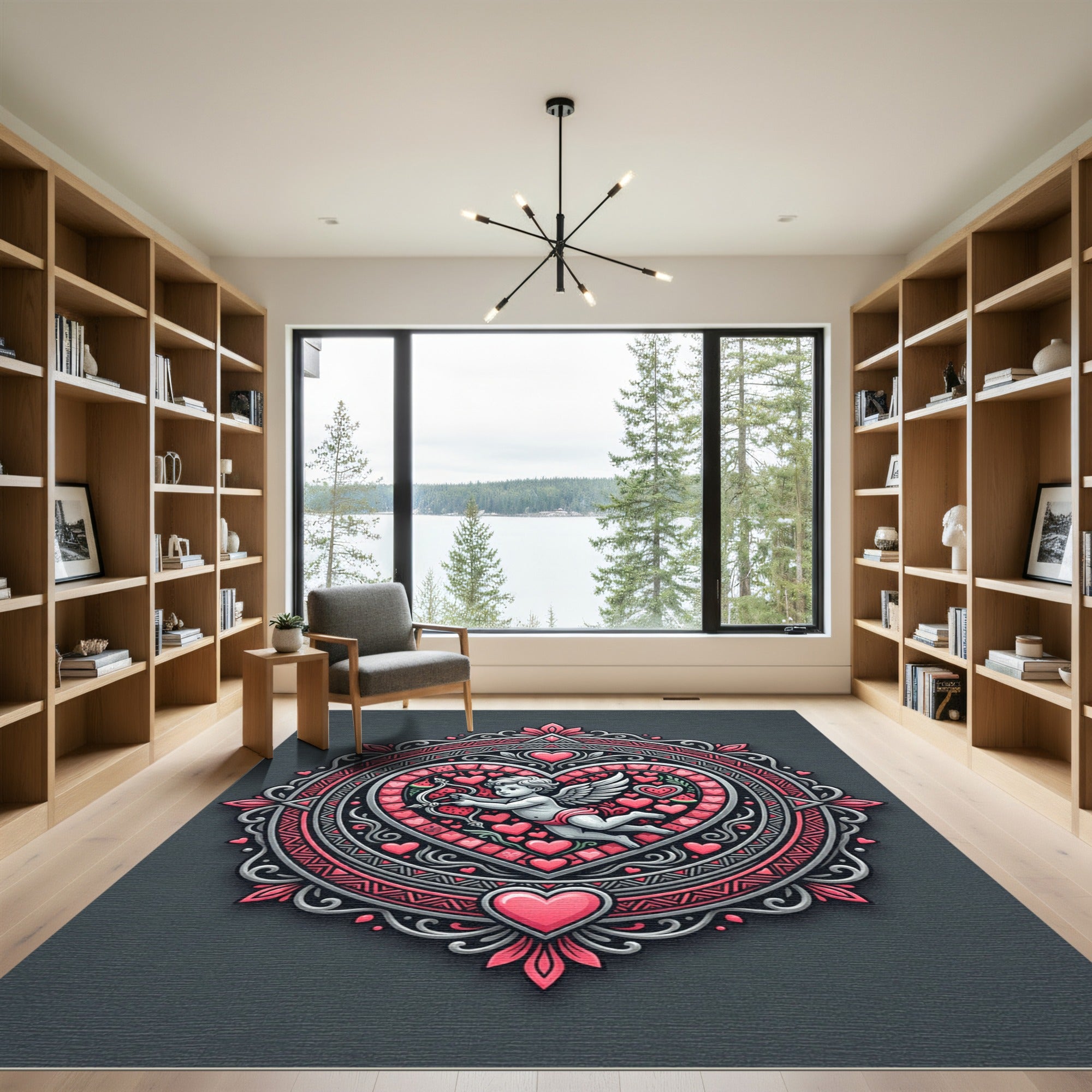 Valentine Cupid Heart Mandala Rug