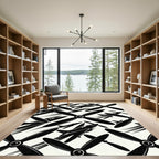 Black Vintage Propeller Airplane Graphic Rug