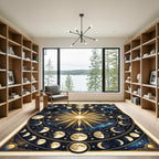 Celestial Golden Moon Phase Astrology Rug