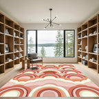 Modern Terracotta Arched Wave Art Rug