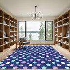 Navy Blue Multi Color Polka Dots Rug