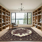 Regal Burgundy Floral Mandala Rug