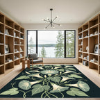 Sage Green Botanical Morning Glory Bouquet Rug
