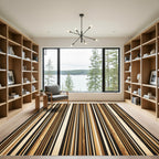 Rustic Earth Tones Vertical Stripes Rug