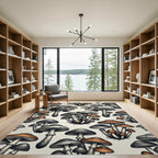 Whimsical Forest Mushroom Fungi Earth Tones Rug