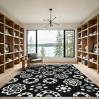 Monochromatic Floral Ring Scatter Composition Rug