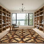 Bronze Chain Linked Geometric Industrial Rug