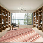 Earthy Terracotta Diagonal Linear Stripe Rug