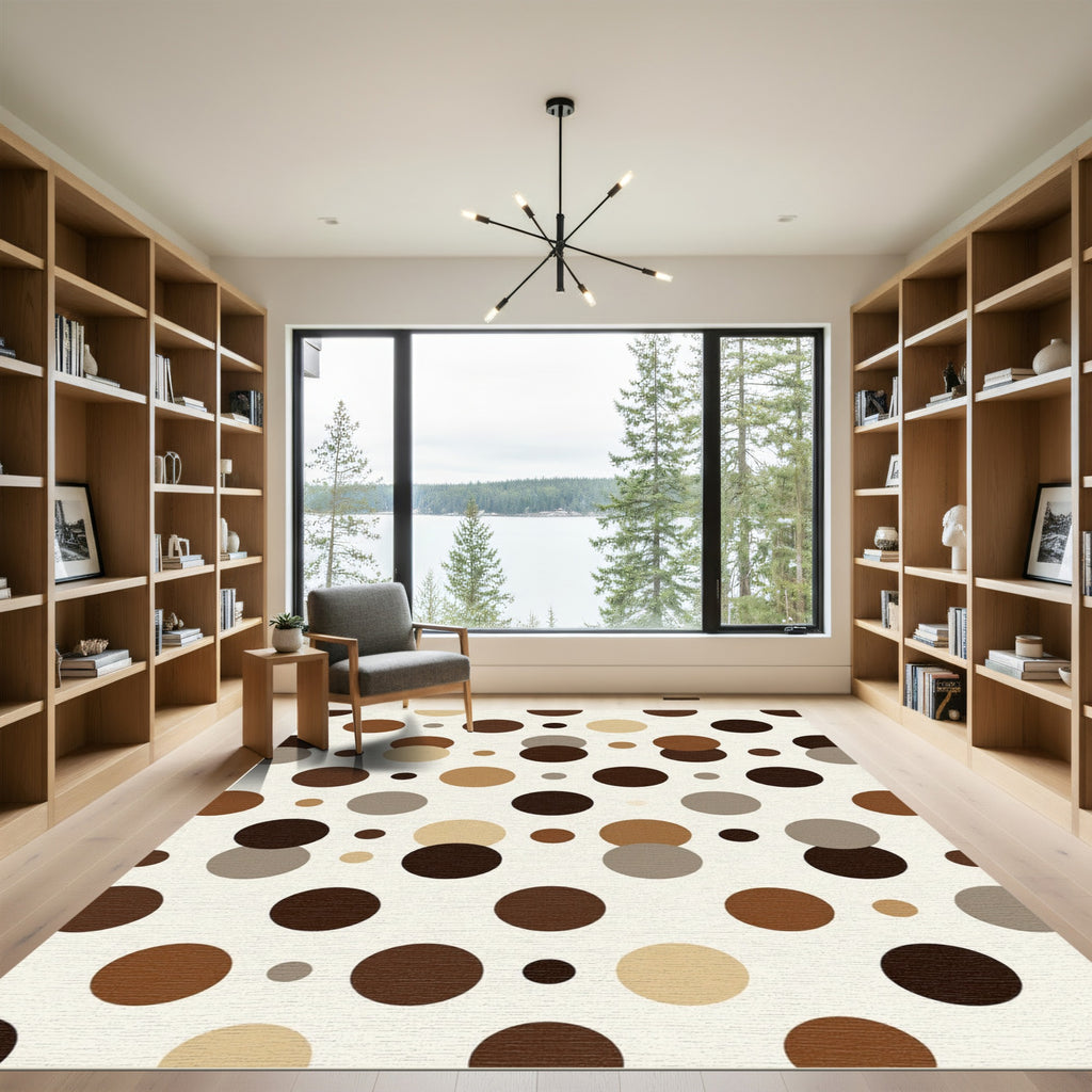 Warm Earth Tone Polka Dot Rug