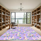 Whimsical Lavender Floral Abstract Flow Rug