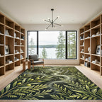 Earthy Sage Botanical Olive Branch Illustration Rug