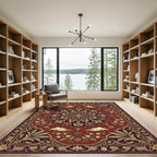 Ornate Deep Red Floral Medallion Rug