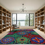 Vibrant Radiant Geometric Star Mosaic Rug