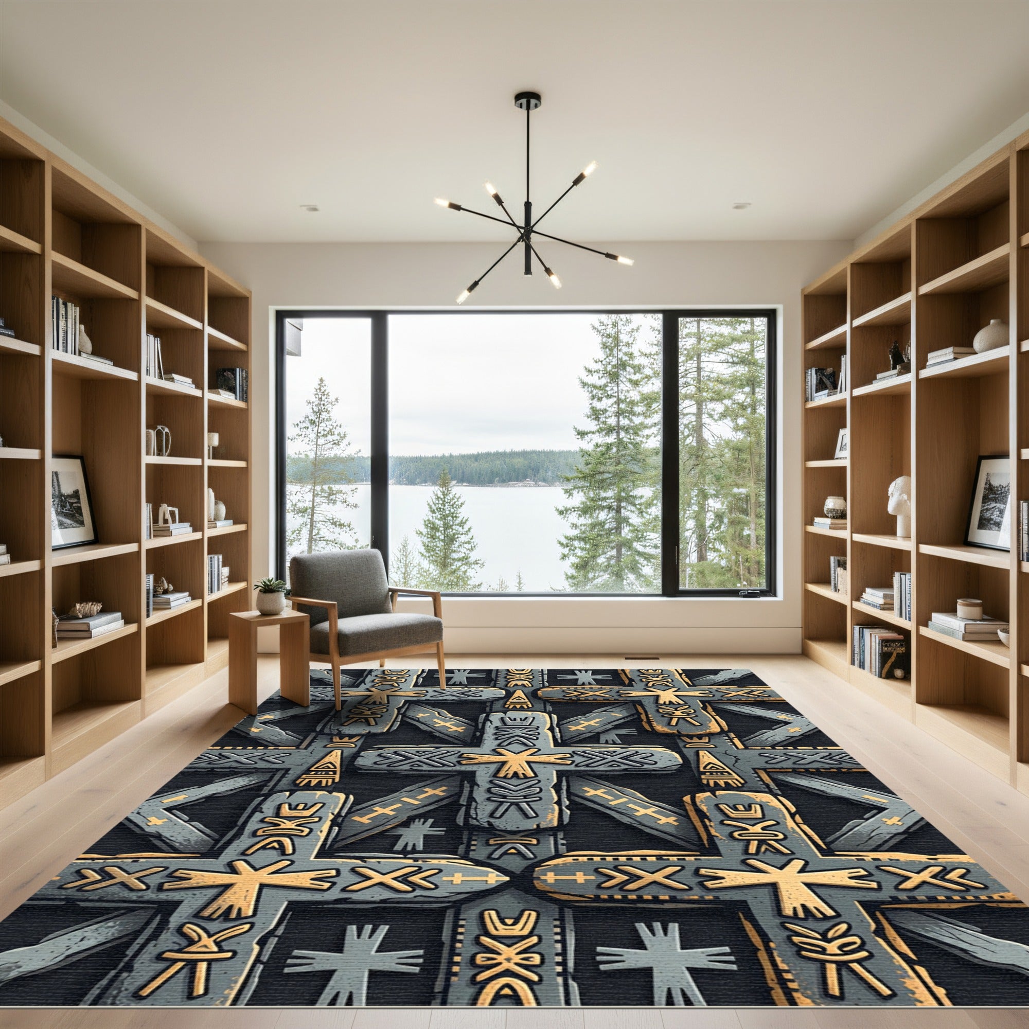 Gray Cross Abstract Textured Rug