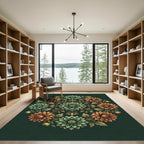 Emerald and Copper Floral Medallion Rug