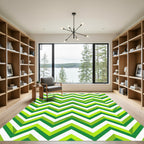 Vibrant Lime Emerald Zigzag Chevron Rug