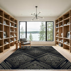 Metallic Gold Aztec Diamond Geometric Art Rug