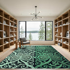 Intricate Emerald Clover Scrollwork Rug